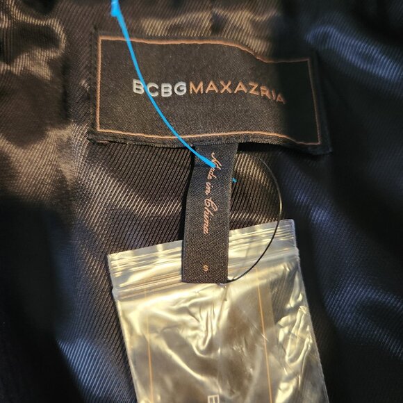 BCBGMAXAZRIA Black Peplum Jacket Satin Button Wool Military Goth Small NEW‎ NWT - Picture 7 of 10